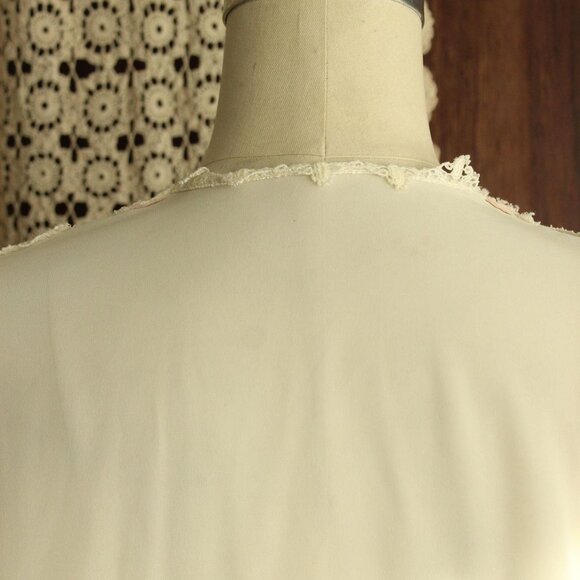 Vintage 1980s 1990s White Peignoir, SZ P Wisteria by Diane Samandi "Jackie" Robe - Picture 11 of 12